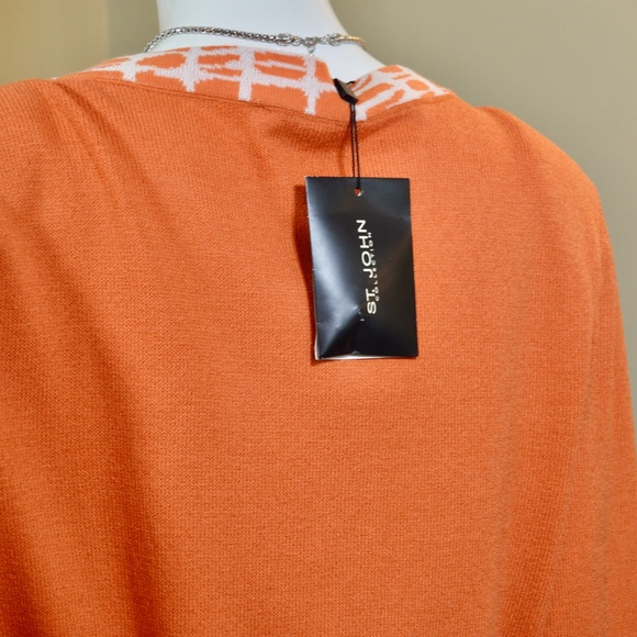 🆕🏷️  St. John Collection Santana Knit Orange  Cropped Cardigan - Picture 2 of 12
